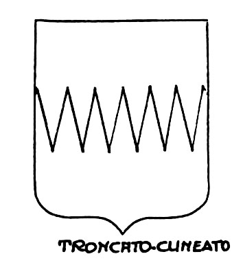 Image of the heraldic term: Troncato cuneato